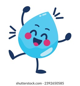 water day drop character happy illustration