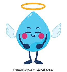 water day drop charatcer with wings illustration