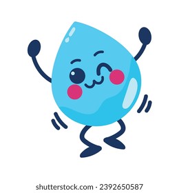 water day drop winking cartoon illustration