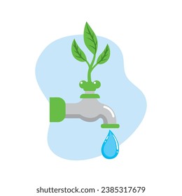 water day faucet ecology illustration isolated