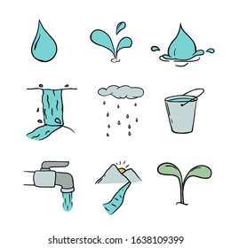 Water day hand drawn vector pack