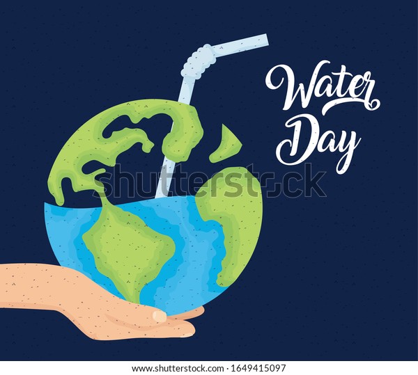 手で持ち上げる世界の地球の地球ベクターイラストデザインの水の日のポスター のベクター画像素材 ロイヤリティフリー