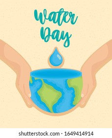 water day poster with world planet earth vector illustration design