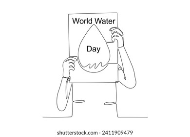 Water Day word poster. world water day one-line drawing