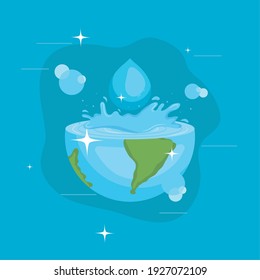 Water day with world splash and drop design, Environment save nature and ecology theme Vector illustration