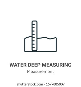 Icono vectorial de contorno profundo del agua. Icono de medición de aguas negras de líneas delgadas, ilustración de elemento simple vectorial plano a partir del concepto de medición editable trazo aislado en fondo blanco