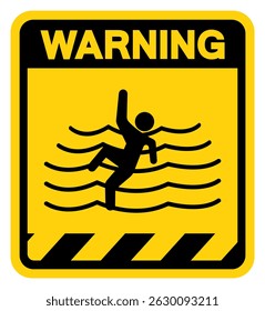 Water Deep Warning Sign, Vector Illustration, Isolate On White Background Label.EPS10