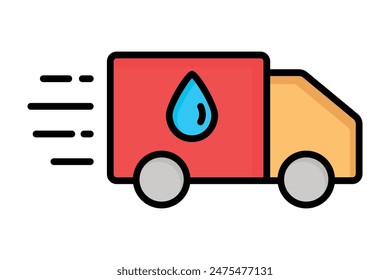 Water delivery icon. truck with water drop . icon related to supply. colored outline icon style. water supply elements vector illustration