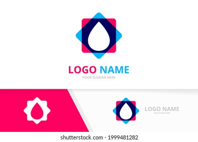 Water delivery logo combination. Natural drop logotype design template.