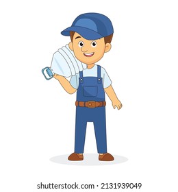 Water Delivery Service Man Vector. Company. Plastic Bottle. 