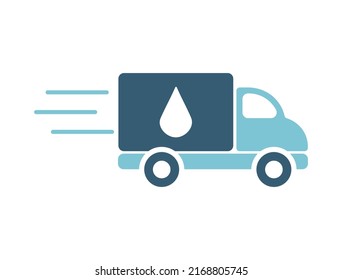 Water Delivery Truck Icon. Flat Design.