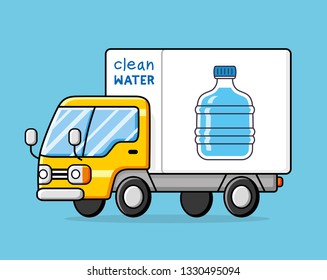 Water Delivery Truck Isolated Cartoon Vector 