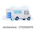 Water delivery truck for water delivery service website or banner design. Isolated on white background. Vector illustration.