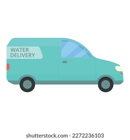 Water delivery van icon cartoon vector. Service truck. Plastic door