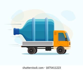 Wasserabgabe, Vektorgrafik. Einziger Cartoon-Lieferwagen mit Wassertank