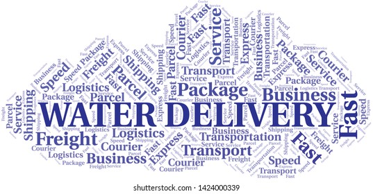 Water Delivery word cloud. Wordcloud made with text only.