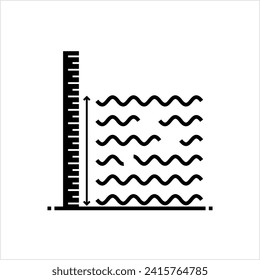 Water Depth Icon, Distance From The Water Top Surface To The Bottom Of Water Surface Or Up To Land Surface Vector Art Illustration