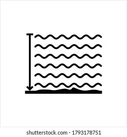 Water Depth Icon, Measure The Depth Of Shallow Waters Vector Art Illustration