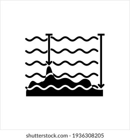 Water Depth Icon, Measure The Depth Of Shallow Waters Vector Art Illustration