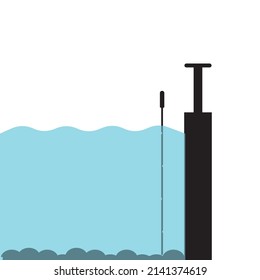 Water Depth Icon, Measure The Depth Of Shallow Waters Vector Art Illustration