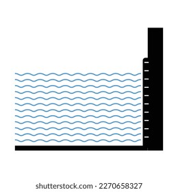 Water Depth Icon, Measure The Depth Of Shallow Waters Vector Art Illustration