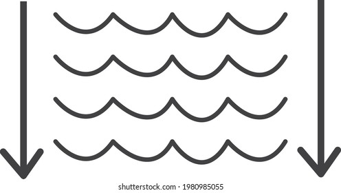 Water Depth Icon Vector Isolate