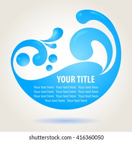 Water design background with splashes and place for text, vector illustration
