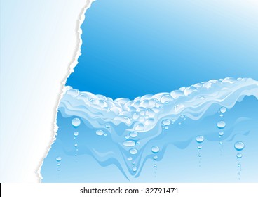 Water design with the broken off paper. (vector illustration)