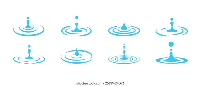 Water design element, drop, water droplets, splash set icons