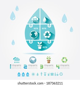 Water Design Elements Ecology Infographic Jigsaw Concept.Vector Illustration.