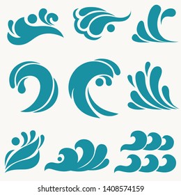 Water Design Elements. Sea wave icon, ocean symbol design. Vector