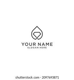 water and diamond combination logo design vector illustration