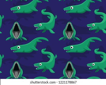 Water Dinosaur Mosasaur Cartoon Background Seamless Wallpaper