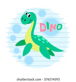 Water dinosaur vector illustration. Dinosaur
