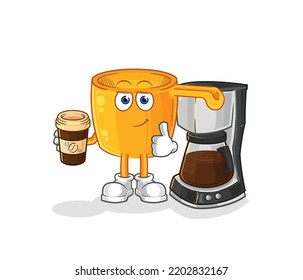 the water dipper drinking coffee illustration. character vector