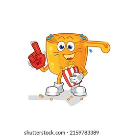 the water dipper fan with popcorn illustration. character vector