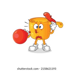 the water dipper pantomime blowing balloon. cartoon mascot vector