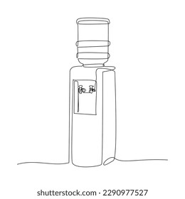 Ilustración continua del vector de una línea de dispensador de agua. Un plano de línea del dispensador de agua