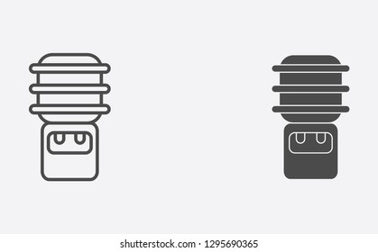 Water dispenser filled and outline vector icon sign symbol