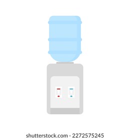 Water dispenser flat design vector illustration. Desktop water cooler vector illustration in flat style. Icon office water machine bottle isolated background.