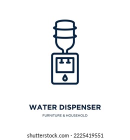 water dispenser icon from furniture  household collection. Thin linear water dispenser, water, care outline icon isolated on white background. Line vector water dispenser sign, symbol for web and 