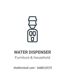 Water dispenser outline vector icon. Thin line black water dispenser icon, flat vector simple element illustration from editable furniture and household concept isolated stroke on white background