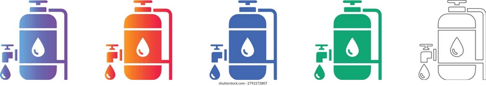 Water Dispenser and Tap Gradient Icons vol 1769