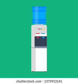Water dispenser vector flat icon liquid. Cooler bottle drink office plastic equipment. Blue gallon purified machine vertical