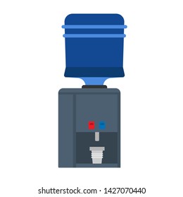 Water dispenser vector flat icon liquid. Cooler bottle drink office plastic equipment. Blue gallon purified machine vertical