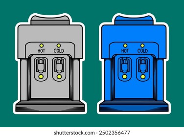 Water Dispensers Doodle Sticker Illustration