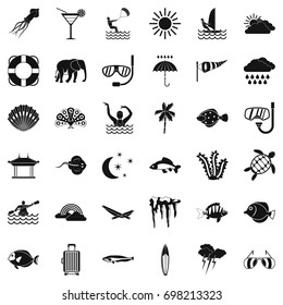 Water diving icons set. Simple style of 36 water diving vector icons for web isolated on white background