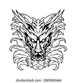 The Water Dragon Japan Silhouette Illustration for your business or merchandise