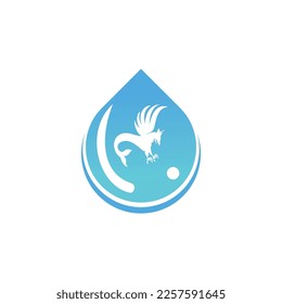 water dragon logo silhouette simple design illustration