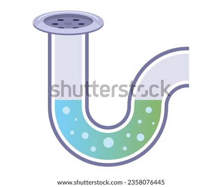 water drain to bathroom. sewer pipe. flat vector illustration.